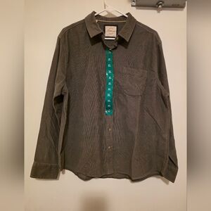 JACHS Girlfriend Olive Corduroy Button-Down Shirt